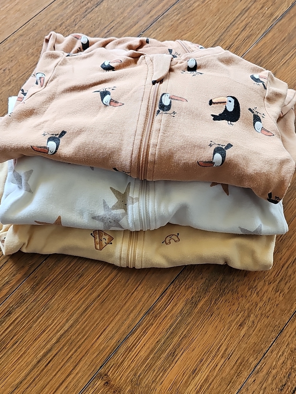 Kids Toucan Print Zip Pajama - Peach
